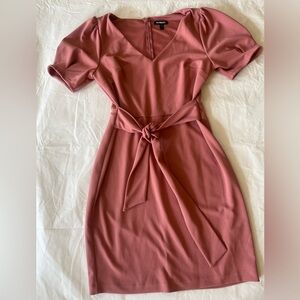 Express Dusty Rose Tie-Waist Mini Dress